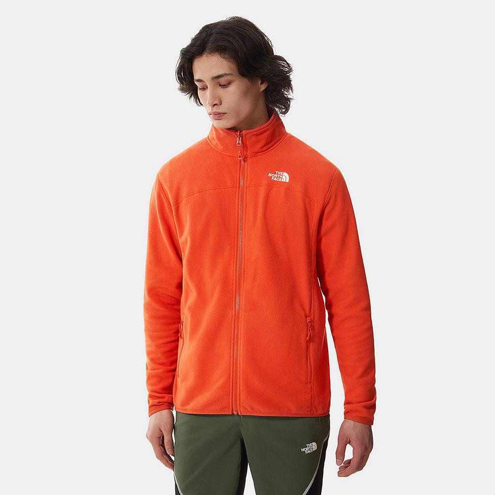 The North Face 100 Glacier Full-Zip Ανδρικα Fleece - Πορτοκαλι (OBKF40953)
